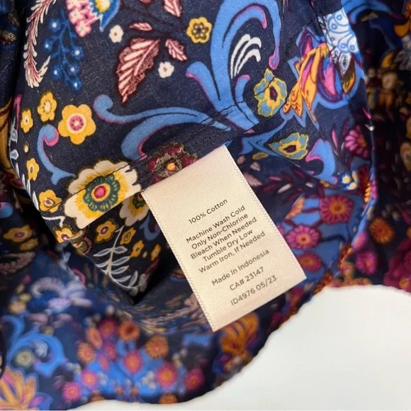 Talbots Blouse Womens Medium Multicolor Floral Top 3/4 Balloon Sleeve Boho - Picture 4 of 5